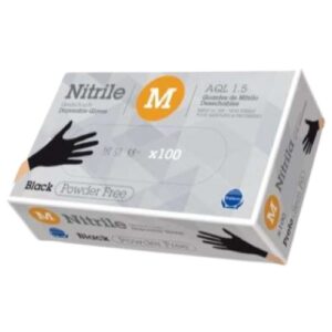 GUANTES NITRILO NEGRO MEDIANOS C/ 100UND